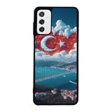 BG AKSESUAR Samsung Galaxy M52 Uyumlu Mat Siyah Kılıf, Türk Bayrağı Baskılı, Yumuşak Silikon, Şok Emici