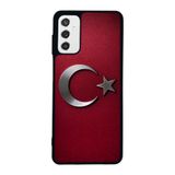 BG AKSESUAR Samsung Galaxy M52 Uyumlu Türk Bayrağı Baskılı Mat Siyah Silikon Kılıf, Şok Emici Koruyucu Kapak