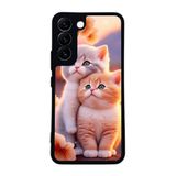 BG AKSESUAR Samsung Galaxy S22 ile Uyumlu Baskılı, Mat Siyah, Yumuşak Silikon, Koruyucu, Şok Emici Kedi Figürü Kılıf