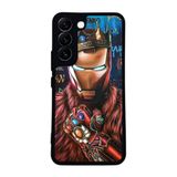 BG AKSESUAR Samsung Galaxy S22 ile Uyumlu Iron Man Baskılı Siyah Silikon Kılıf, Şok Emici Koruyucu Kapak