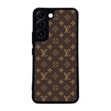 BG AKSESUAR Samsung Galaxy S22 ile Uyumlu LouisVuitton Desenli Siyah Kılıf, Silikon, Şok Emici