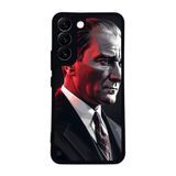 BG AKSESUAR Samsung Galaxy S22 ile Uyumlu Mustafa Kemal Atatürk Tasarımlı Glossy Premium Kılıf, Siyah