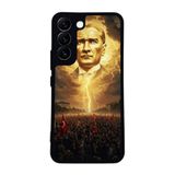 BG AKSESUAR Samsung Galaxy S22 ile Uyumlu Mustafa Kemal Atatürk Tasarımlı Glossy Premium Kılıf