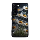 BG AKSESUAR Samsung Galaxy S22 ile Uyumlu Siyah Kılıf, Çiçek Deseni, Silikon, Şok Emici