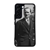 BG AKSESUAR Samsung Galaxy S22 ile Uyumlu Siyah Kılıf, Mustafa Kemal Atatürk Baskılı, Yumuşak Silikon, Koruyucu, Şok Emici