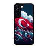 BG AKSESUAR Samsung Galaxy S22 ile Uyumlu Türk Bayrağı Baskılı Siyah Kılıf, Yumuşak Silikon, Koruyucu, Şok Emici Kapak