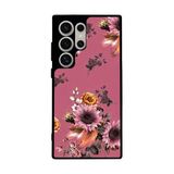 BG AKSESUAR Samsung Galaxy S22 Ultra Uyumlu Kılıf, Çiçek Deseni, Siyah, Yumuşak Silikon, Koruyucu