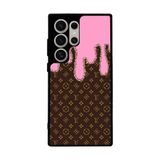 BG AKSESUAR Samsung Galaxy S22 Ultra Uyumlu Kılıf, Mat Siyah, LouisVuitton Deseni, Silikon, Şok Emici