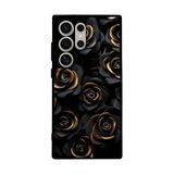 BG AKSESUAR Samsung Galaxy S22 Ultra Uyumlu Kılıf, Mat Siyah, Yumuşak Silikon, Koruyucu, Şok Emici, Çiçek Deseni