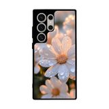 BG AKSESUAR Samsung Galaxy S22 Ultra Uyumlu Mat Siyah Kılıf, Yumuşak Silikon, Çiçek Desen, Koruyucu, Şok Emici
