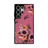 BG AKSESUAR Samsung Galaxy S23 Ultra Uyumlu Kılıf, Mat Siyah, Çiçek Deseni, Silikon