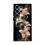 BG AKSESUAR Samsung Galaxy S23 Ultra Uyumlu Kılıf, Mat Siyah, Çiçek Deseni, Yumuşak Silikon, Şok Emici