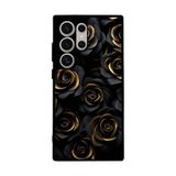 BG AKSESUAR Samsung Galaxy S23 Ultra Uyumlu Kılıf, Mat Siyah, Yumuşak Silikon, Koruyucu, Şok Emici, Çiçek Deseni