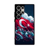 BG AKSESUAR Samsung Galaxy S23 Ultra Uyumlu Mat Siyah Kılıf, Türk Bayrağı Baskılı, Yumuşak Silikon, Şok Emici