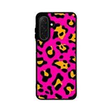 BG AKSESUAR Samsung Galaxy S24 ile Uyumlu Leopar Desenli Kılıf, Pembe-Sarı-Siyah, Silikon, Şok Emici Kapak