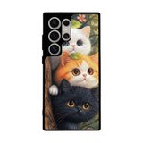 BG AKSESUAR Samsung Galaxy S24 Ultra Uyumlu Kedi Figürü Temalı Silikon Kılıf, Mat Siyah, Koruyucu, Şok Emici