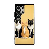 BG AKSESUAR Samsung Galaxy S24 Ultra Uyumlu Kılıf, Mat Siyah, Yumuşak Silikon, Koruyucu, Şok Emici, Kedi Desenli
