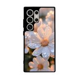 BG AKSESUAR Samsung Galaxy S24 Ultra Uyumlu Mat Siyah Kılıf, Yumuşak Silikon, Çiçek Desen, Şok Emici