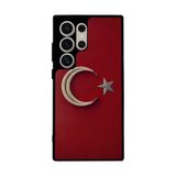 BG AKSESUAR Samsung Galaxy S24 Ultra Uyumlu Silikon Kılıf, Bayrak Figürlü, Kırmızı-Siyah, Şok Emici Koruyucu Kapak