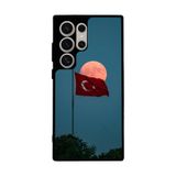 BG AKSESUAR Samsung Galaxy S24 Ultra Uyumlu Silikon Kılıf, Mat Siyah, Bayrak Figürlü, Şok Emici Koruyucu Kapak