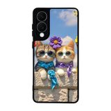 BG AKSESUAR Samsung Galaxy S25 Edge Uyumlu Kedi Figürü Baskılı, Mat Siyah, Yumuşak Silikon, Şok Emici Koruyucu Kılıf