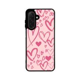 BG AKSESUAR Samsung Galaxy S25 ile Uyumlu Kalp Desenli Telefon Kılıfı, Silikon, Pembe-Kırmızı