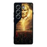 BG AKSESUAR Tecno Camon 40 ile Uyumlu Mustafa Kemal Atatürk Tasarımlı Glossy Premium Kılıf, Siyah