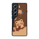 BG AKSESUAR Tecno Camon 40 ile Uyumlu Oyuncak Ayıcık Baskılı, Mat Siyah, Yumuşak Silikon, Şok Emici Koruyucu Kılıf