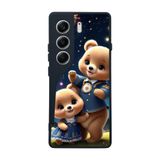 BG AKSESUAR Tecno Camon 40 ile Uyumlu Oyuncak Ayıcık Tasarımlı, Mat Siyah, Yumuşak Silikon, Şok Emici Koruyucu Kılıf