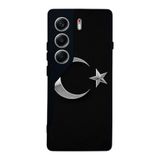 BG AKSESUAR Tecno Camon 40 ile Uyumlu Türk Bayrağı Tasarımlı Glossy Premium Kılıf, Siyah