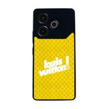 BG AKSESUAR Tecno Pova 6 ile Uyumlu Kılıf, LouisVuitton Tasarım, Mat Siyah, Yumuşak Silikon, Koruyucu, Şok Emici