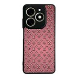 BG AKSESUAR Tecno Spark 20 ile Uyumlu Kılıf, LouisVuitton Desenli, Mat Siyah, Yumuşak Silikon, Koruyucu, Şok Emici