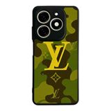 BG AKSESUAR Tecno Spark 20 ile Uyumlu Kılıf, LouisVuitton Tasarım, Mat Siyah, Yumuşak Silikon, Koruyucu, Şok Emici