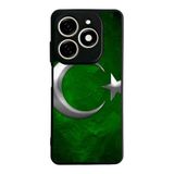 BG AKSESUAR Tecno Spark 20 ile Uyumlu Kılıf, Türk Bayrağı Baskılı, Mat Siyah, Yumuşak Silikon, Şok Emici