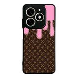 BG AKSESUAR Tecno Spark 20C ile Uyumlu Kılıf, LouisVuitton Desenli, Mat Siyah, Yumuşak Silikon, Koruyucu, Şok Emici