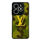 BG AKSESUAR Tecno Spark 20C ile Uyumlu Kılıf, LouisVuitton Tasarım, Mat Siyah, Yumuşak Silikon, Koruyucu, Şok Emici