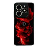 BG AKSESUAR Tecno Spark 20C ile Uyumlu Kılıf, Mat Siyah, Türk Bayrağı Baskılı, Yumuşak Silikon, Koruyucu, Şok Emici