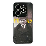 BG AKSESUAR Tecno Spark 20C ile Uyumlu Kılıf, Mustafa Kemal Atatürk Baskılı, Mat Siyah, Yumuşak Silikon, Şok Emici