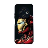 BG AKSESUAR Tecno Spark 30C ile Uyumlu Siyah Kılıf, Iron Man Baskılı, Yumuşak Silikon, Şok Emici