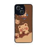 BG AKSESUAR Tecno Spark 40C ile Uyumlu Baskılı, Mat Siyah, Yumuşak Silikon, Koruyucu, Şok Emici Kapak, Kılıf, Oyuncak Ayıcık Tasarımı