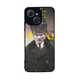 BG AKSESUAR Tecno Spark 40C ile Uyumlu Kılıf, Mustafa Kemal Atatürk Baskılı, Yumuşak Silikon, Koruyucu, Şok Emici, Siyah