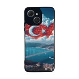 BG AKSESUAR Tecno Spark 40C ile Uyumlu Kılıf, Türk Bayrağı Baskılı, Siyah, Yumuşak Silikon, Şok Emici