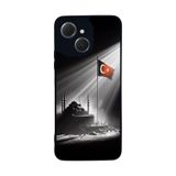 BG AKSESUAR Tecno Spark 40C ile Uyumlu Kılıf, Yumuşak Silikon, Koruyucu, Şok Emici, Türk Bayrağı Tasarım, Siyah