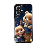 BG AKSESUAR Tecno Spark GO 2 ile Uyumlu Baskılı, Mat Siyah, Yumuşak Silikon, Koruyucu, Şok Emici Kapak, Kılıf, Oyuncak Ayıcık Tasarımı