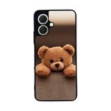 BG AKSESUAR Tecno Spark GO 2 Uyumlu Baskılı, Mat Siyah, Yumuşak Silikon, Koruyucu, Şok Emici Kapak, Kılıf, Oyuncak Ayıcık Tasarımı