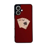 BG AKSESUAR Tecno Spark GO2 ile Uyumlu Kart Tasarımlı Glossy Premium Kılıf, Kırmızı