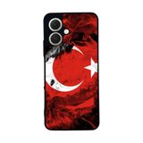 BG AKSESUAR Tecno Spark GO2 ile Uyumlu Türk Bayrağı Tasarımlı Glossy Premium Kılıf, Kırmızı