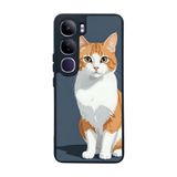 BG AKSESUAR Vivo V40 Lite ile Uyumlu Mat Siyah Kılıf, Yumuşak Silikon, Koruyucu, Şok Emici, Kedi Baskılı