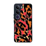 BG AKSESUAR Vivo V40 Lite ile Uyumlu Pastel Leopar Desenli Mat Siyah Silikon Kılıf, Şok Emici Koruyucu Kapak