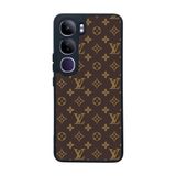 BG AKSESUAR Vivo V40 Lite Uyumlu Kılıf, LouisVuitton Deseni, Mat Siyah, Yumuşak Silikon, Şok Emici